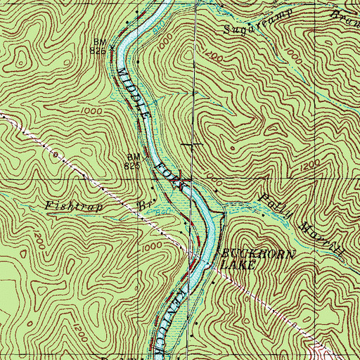 Topographic Map of Fishtrap Branch, KY