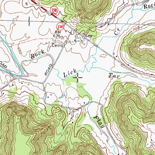 Topographic Map of Flag Branch, KY