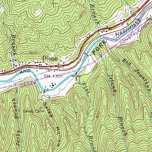 Topographic Map of Flat Branch, KY