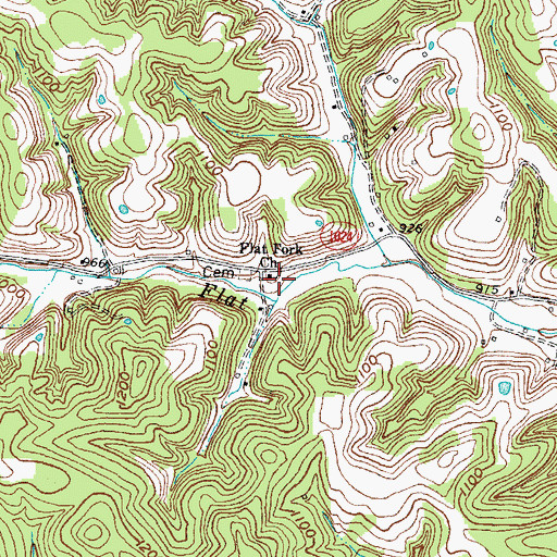 Topographic Map of Flat Fork Church, KY