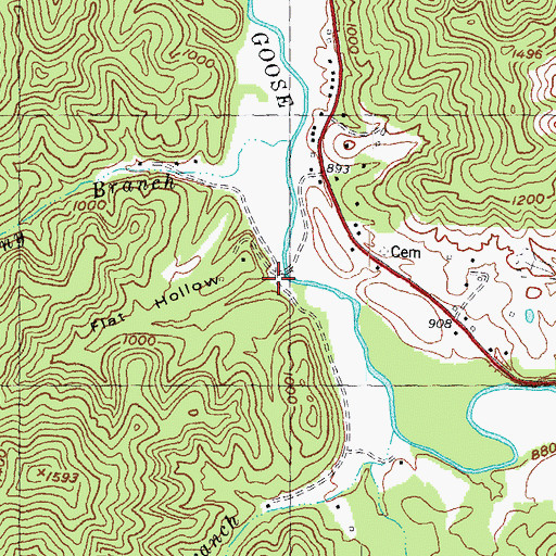 Topographic Map of Flat Hollow, KY
