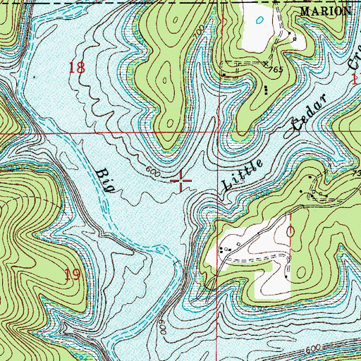 Topographic Map of Little Cedar Creek, AR