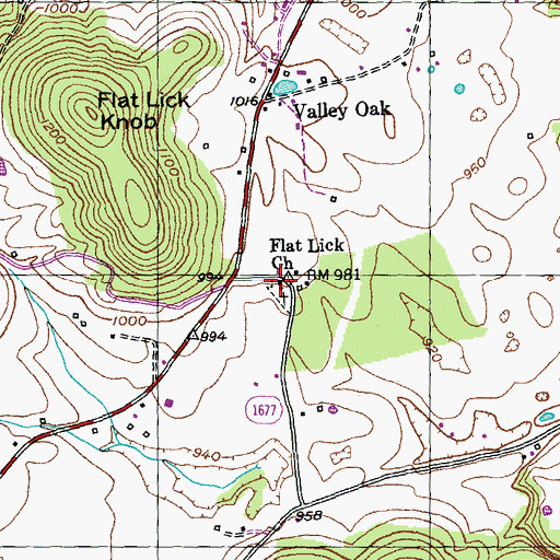 Topographic Map of Flat Lick Church, KY