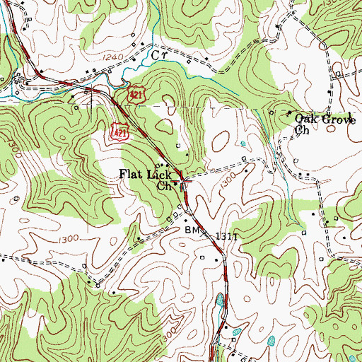 Topographic Map of Flat Lick Church, KY