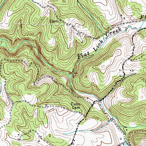 Topographic Map of Flat Lick Creek, KY
