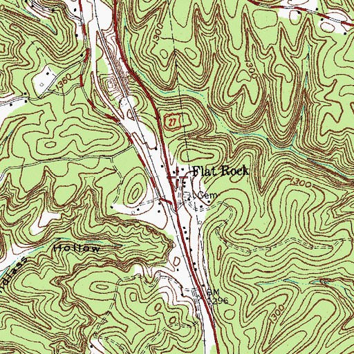 Topographic Map of Flat Rock, KY