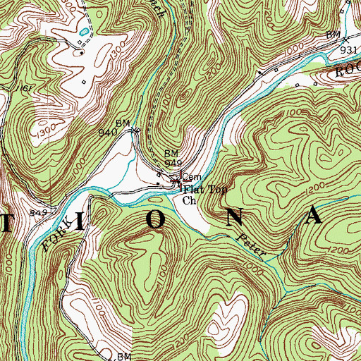 Topographic Map of Flat Top Church, KY