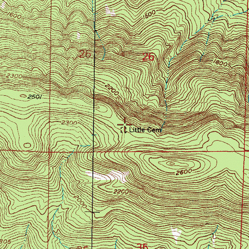 Topographic Map of Little Cemetery, AR