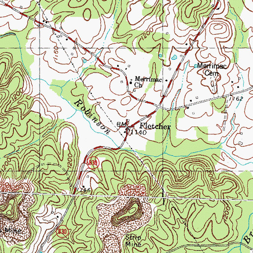 Topographic Map of Fletcher, KY