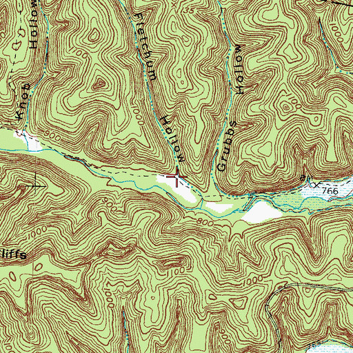 Topographic Map of Fletchum Hollow, KY