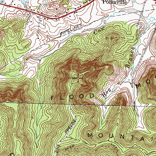 Topographic Map of Flood Mountain, KY