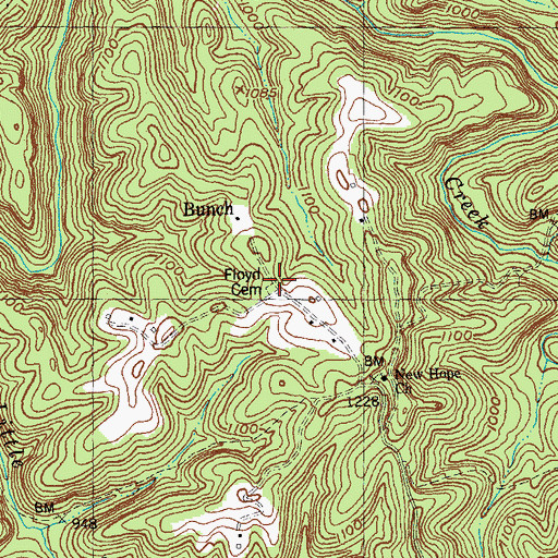 Topographic Map of Floyd Cemetery, KY