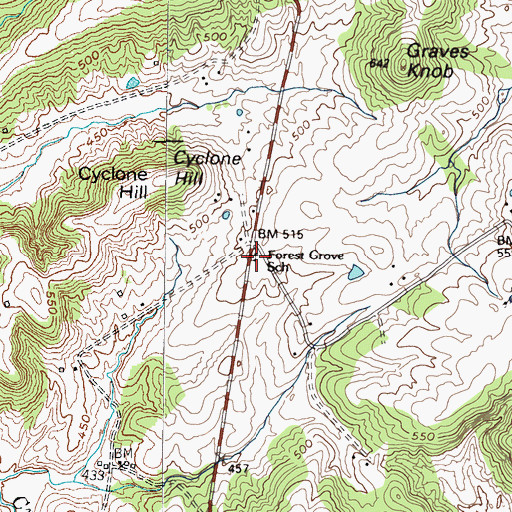 Topographic Map of Forest Grove School, KY