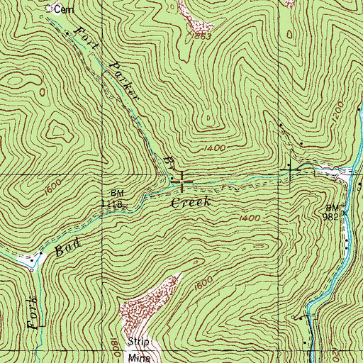 Topographic Map of Fort Parker Branch, KY