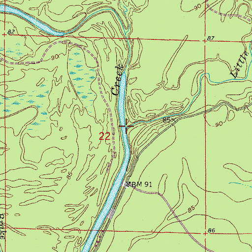 Topographic Map of Little Champagnolle Creek, AR