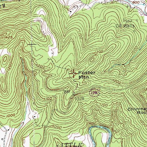 Topographic Map of Foster Mountain, KY