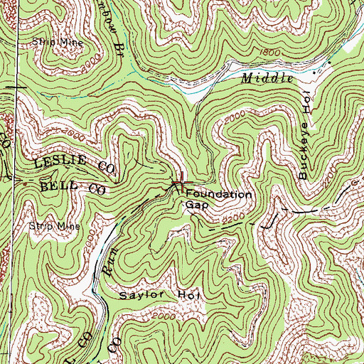 Topographic Map of Foundation Gap, KY