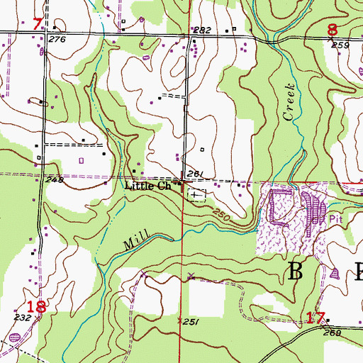 Topographic Map of Little Church, AR