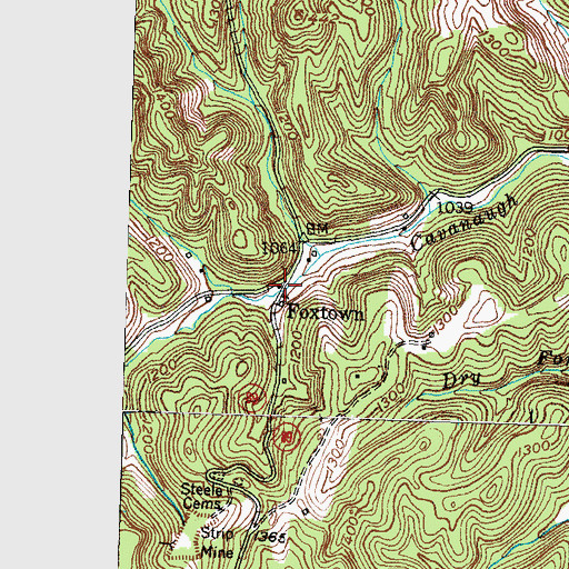 Topographic Map of Foxtown, KY