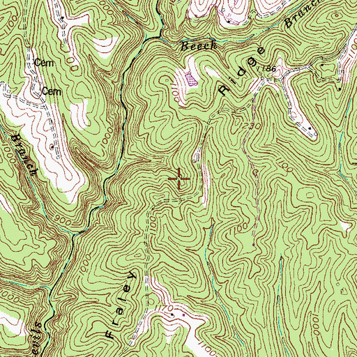 Topographic Map of Fraley Ridge, KY