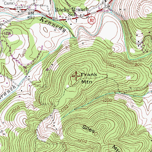 Topographic Map of Frank Mountain, KY