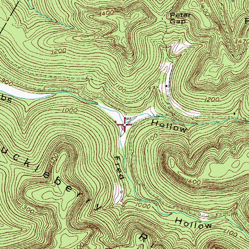 Topographic Map of Fred Hollow, KY