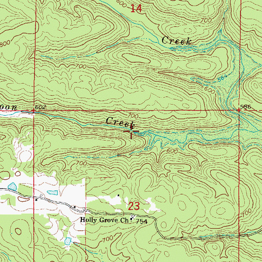 Topographic Map of Little Coon Creek, AR
