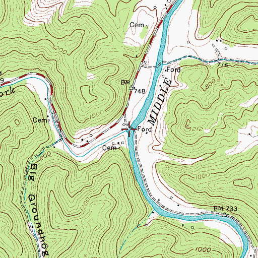 Topographic Map of Freeman Fork, KY