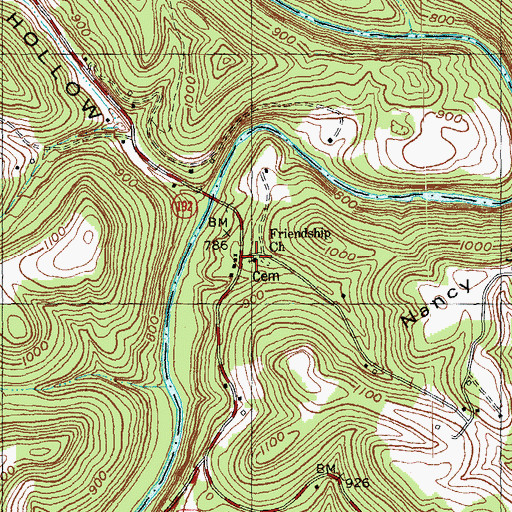 Topographic Map of Friendship Church, KY