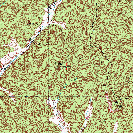 Topographic Map of Frost Cemetery, KY