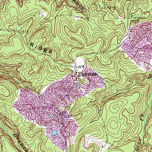 Topographic Map of Funston, KY