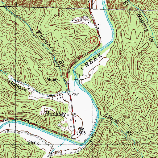 Topographic Map of Furnace Branch, KY