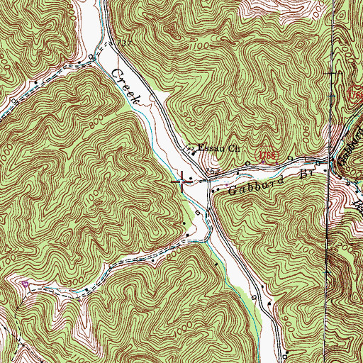 Topographic Map of Gabbard Branch, KY