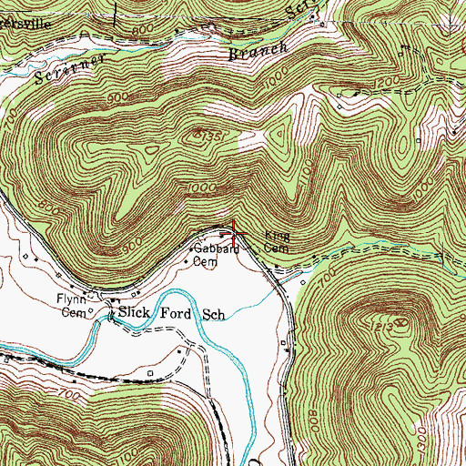 Topographic Map of Gabbard Cemetery, KY