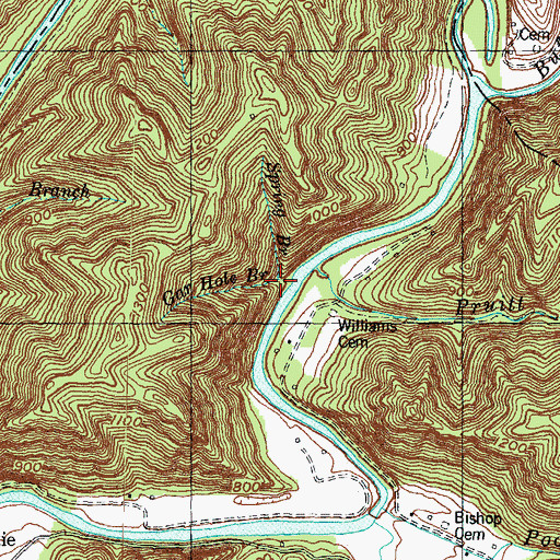 Topographic Map of Gar Hole Branch, KY