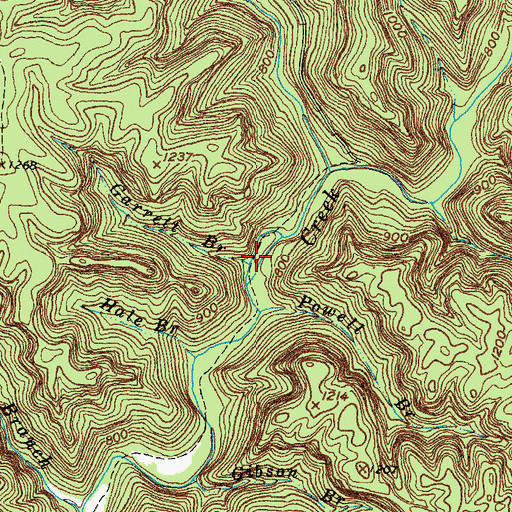 Topographic Map of Garrett Branch, KY