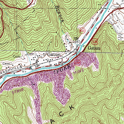 Topographic Map of Gatun, KY