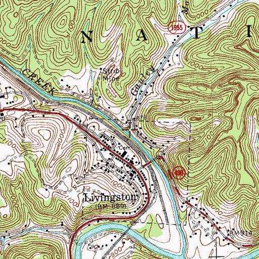 Topographic Map of Gauley Branch, KY
