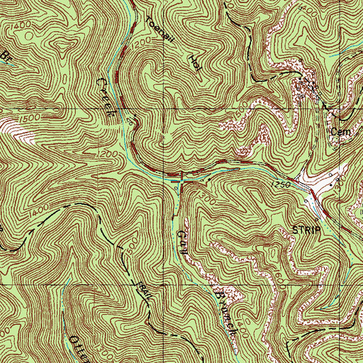 Topographic Map of Gay Branch, KY