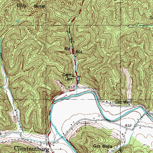 Topographic Map of Genty Cemetery, KY