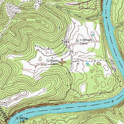 Topographic Map of Gibson Cemetery, KY