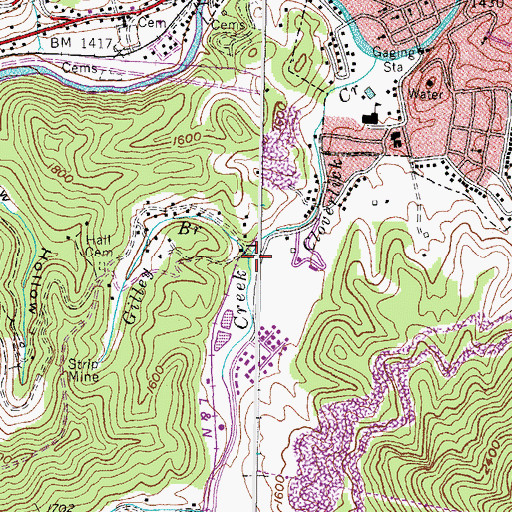 Topographic Map of Gilley Branch, KY