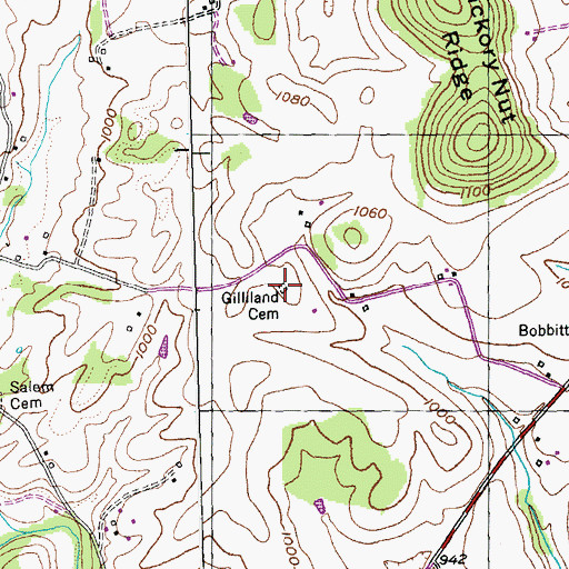 Topographic Map of Gilliand Cemetery, KY