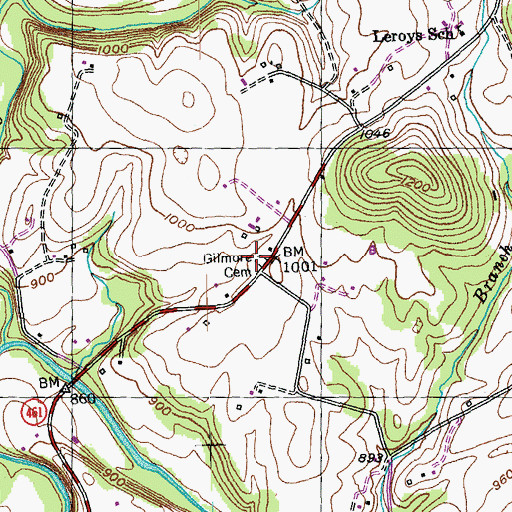 Topographic Map of Gilmore Cemetery, KY