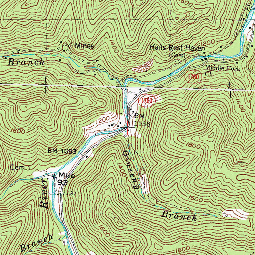 Topographic Map of Ginseng Branch, KY