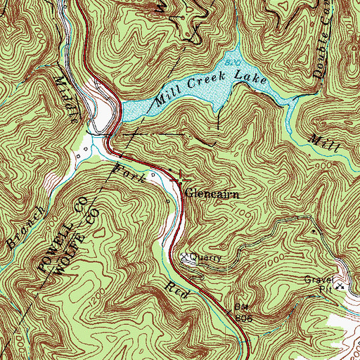 Topographic Map of Glencairn, KY