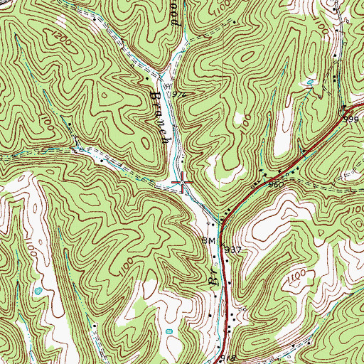Topographic Map of Glenwood Branch, KY