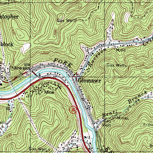 Topographic Map of Glomawr, KY