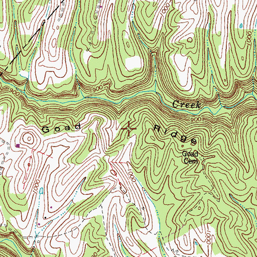 Topographic Map of Goad Ridge, KY