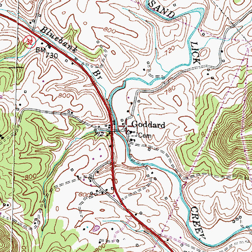 Topographic Map of Goddard, KY